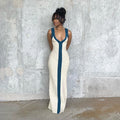 Aleta | Women's V-Neck Striped Elegant Maxi Dress