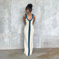 Aleta | Women's V-Neck Striped Elegant Maxi Dress