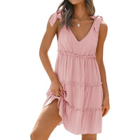 Alethea | Women's Ruffle Detail V-Neck Casual Dress
