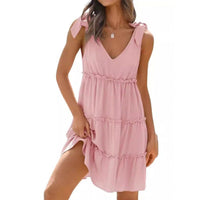 Alethea | Women's Ruffle Detail V-Neck Casual Dress