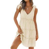 Alethea | Women's Ruffle Detail V-Neck Casual Dress