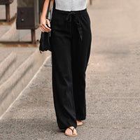 Alethea | Women's Wide-Leg Drawstring Pants in Black