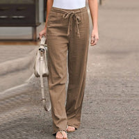 Alethea | Women's Wide-Leg Drawstring Pants in Brown