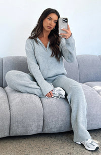 Alethea | Women's Zip Knit Two-Piece Set in Gray