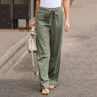 Alethea | Women's Wide-Leg Drawstring Pants in Green