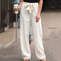 Alethea | Women's Wide-Leg Drawstring Pants in White