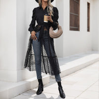 Alexandrine | Women's Sheer Belted Elegant Maxi Dress in Black
