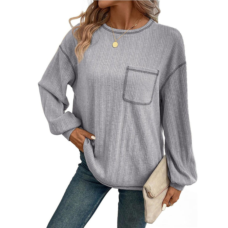 Alexia | Women's Long Sleeve Comfortable Top in Light Gray