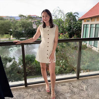 Alexia | Women's Button Detail Sleeveless Pockets Dress – Casual Dress in Ivory