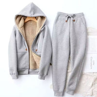 Alexis | Women's Fleece-Lined Relaxed-Fit Winter Hoodie Jogger Set in Gray