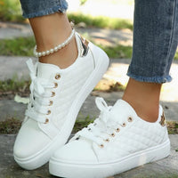 Alice | Women's Quilted Lace-Up Gold-Detail Shoes Sneakers
