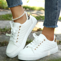 Alice | Women's Quilted Lace-Up Gold-Detail Shoes Sneakers