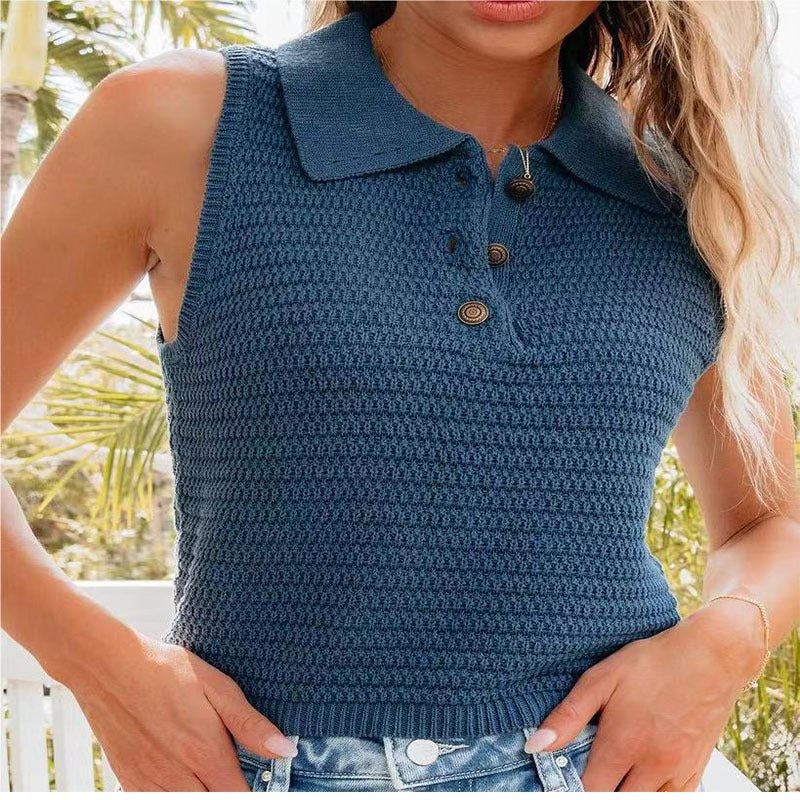Alice | Women's Textured Sleeveless Knit Top in Royal Blue
