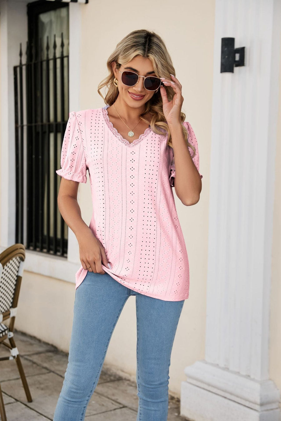 Alice | Women's Ruffle Blouse in Pink