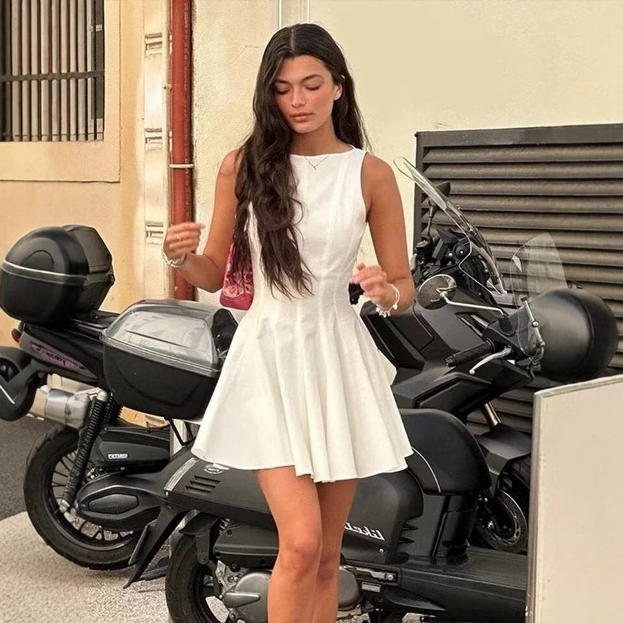 Alicia | Women's Sleeveless Elegant Summer Dress in White