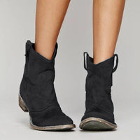 Alicia | Women's Ankle-height Western Pull Tabs Boots in Black