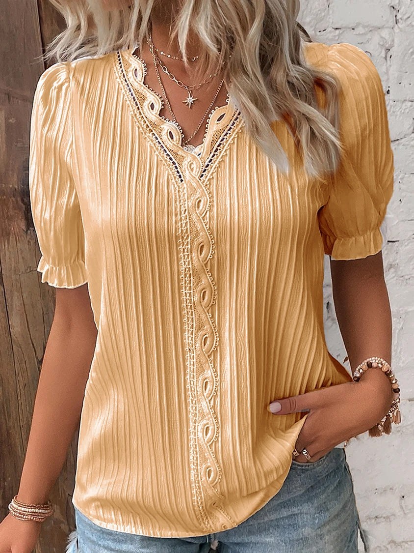 Alicia | Women's Ruffle Blouse in Gold