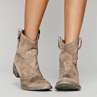 Alicia | Women's Ankle-height Western Pull Tabs Boots in Light Brown