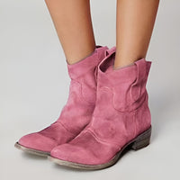 Alicia | Women's Ankle-height Western Pull Tabs Boots in Pink