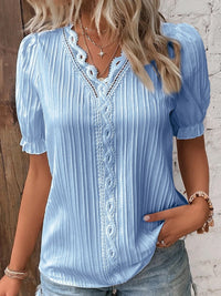 Alicia | Women's Ruffle Blouse in Sky Blue