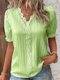 Alicia | Women's Ruffle Blouse in Yellow Green