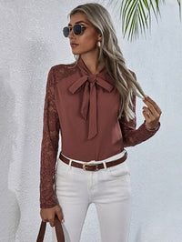 Alida | Women's Ruffle Detail Blouse in Brick Red