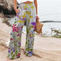 Alienor | Women's Wide-Leg Floral Pants in Gray E