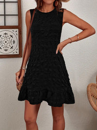 Alina | Women's Ruffle Detail Sleeveless Summer Dress in Black