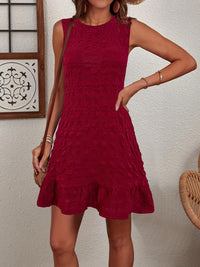 Alina | Women's Ruffle Detail Sleeveless Summer Dress in Red