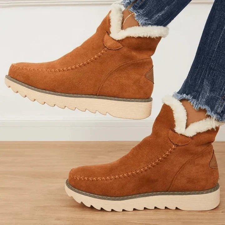 Alina | Women's Ankle Platform Winter Boots in Brown