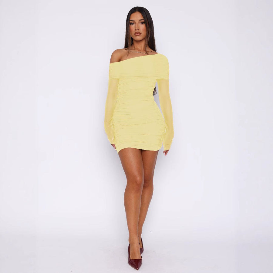 Alisanne | Women's Asymmetric Ruched Elegant Mini Dress