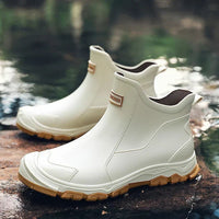 Alison | Women's Ankle Pull-On Lug Sole Closed Toe Boots in Beige