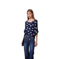 Alison | Women's Floral Blouse in Dark Blue