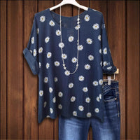 Alison | Women's Floral Blouse in Dark Blue
