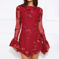 Allegrina | Women's Lace Floral Elegant Mini Dress in Red