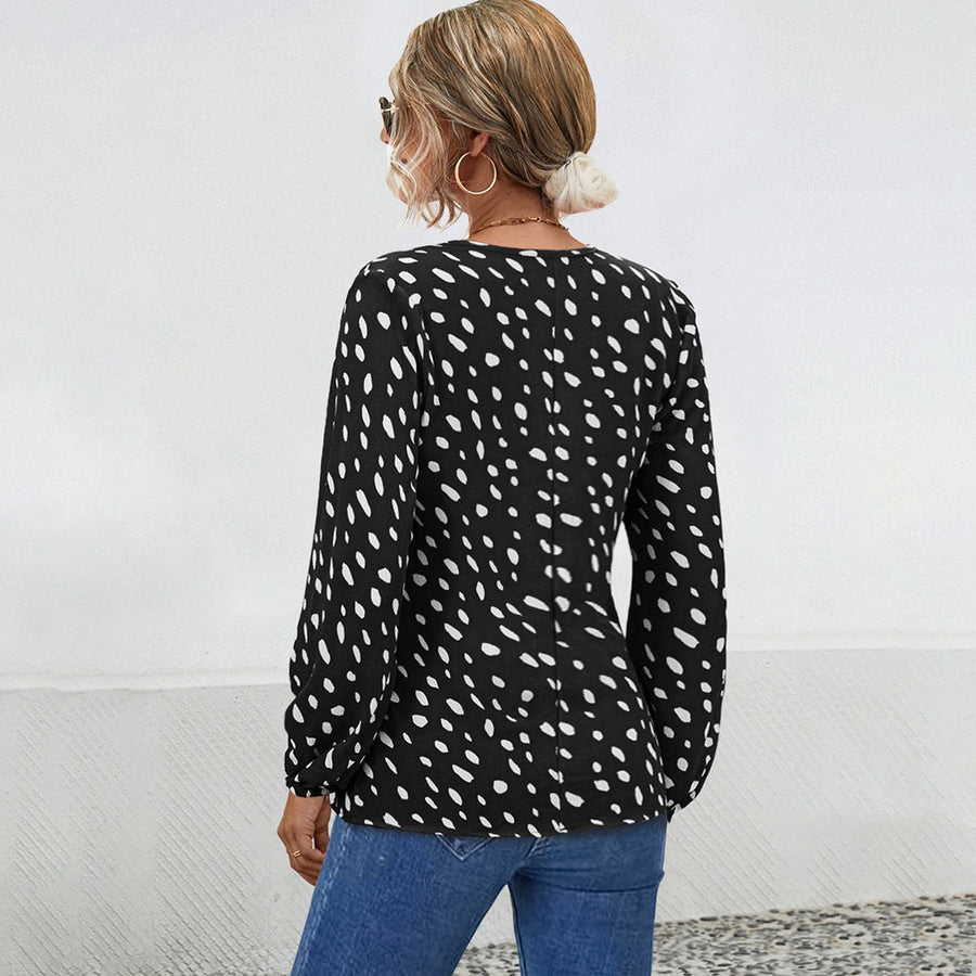 Alma | Women's V-Neck Modern Blouse in Black