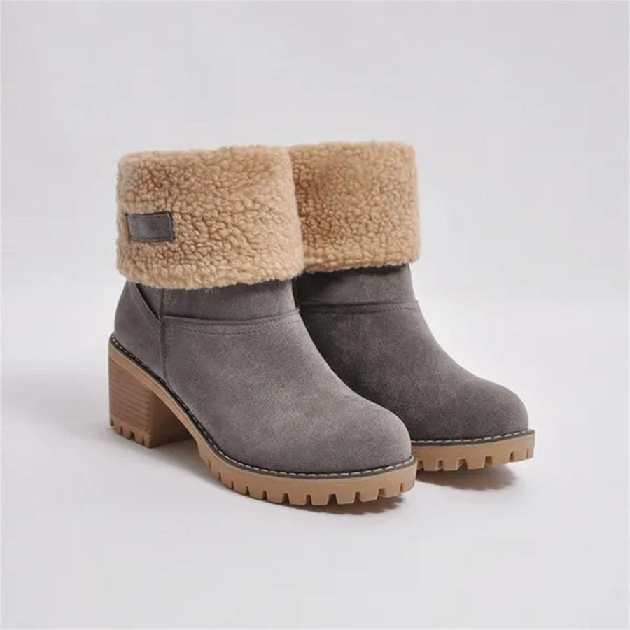 Alma | Women's Faux Shearling Cuff Ankle Style Boots in Gray