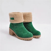 Alma | Women's Faux Shearling Cuff Ankle Style Boots in Green