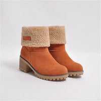 Alma | Women's Faux Shearling Cuff Ankle Style Boots in Orange
