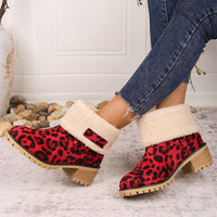 Alma | Women's Faux Shearling Cuff Ankle Style Boots in Red