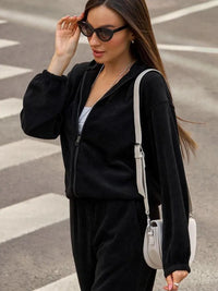 Almira | Women's Elastic Waist Modern Hoodie in Black