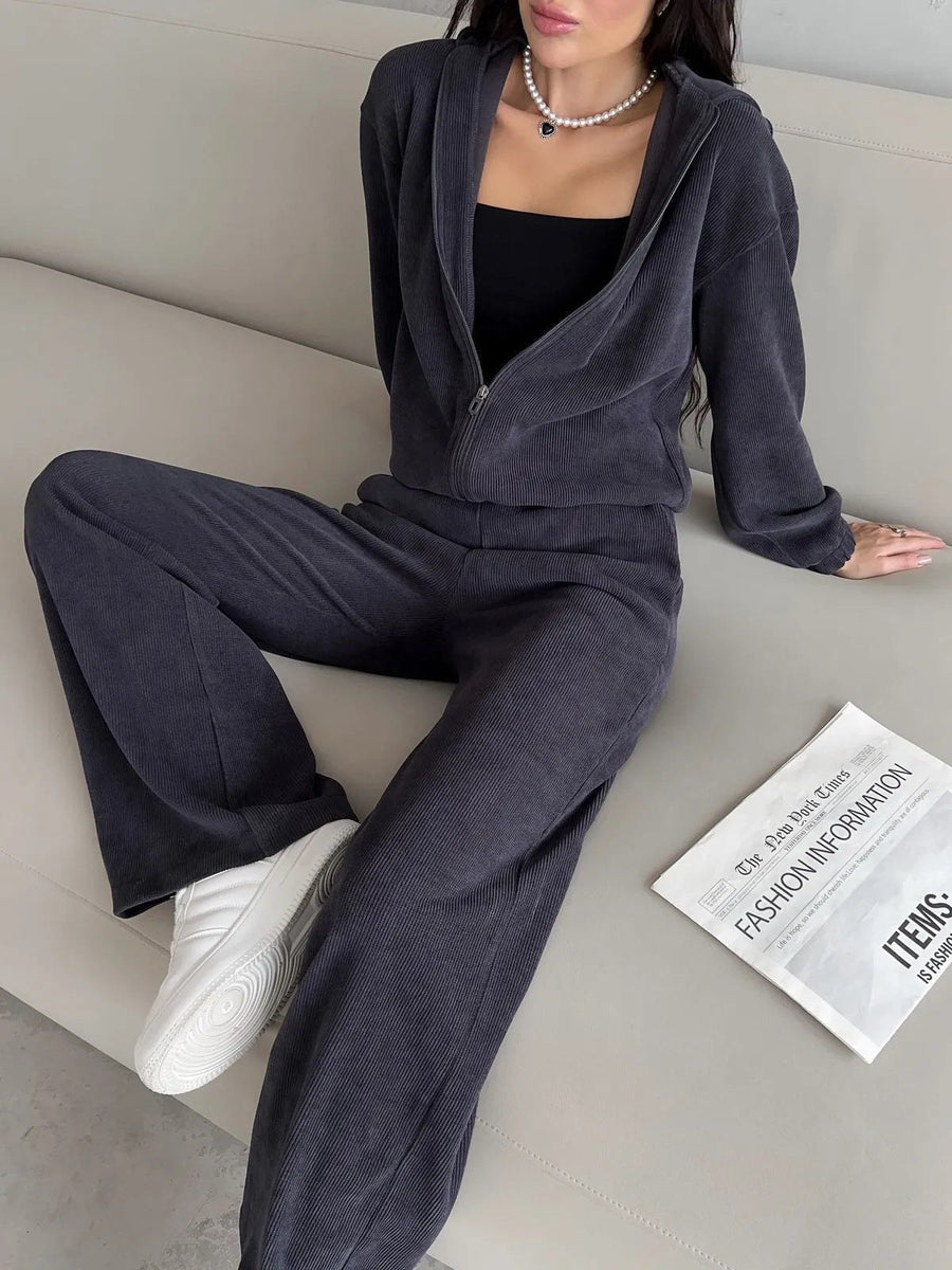 Almira | Women's Elastic Waist Modern Hoodie in Gray