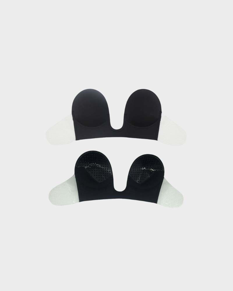Aloisia | Women's Deep U-Shaped Seamless Design Push-Up Plunge Bra in Black
