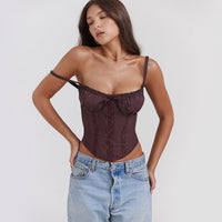 Althea | Women's Ruffle Elegant Top in Brown