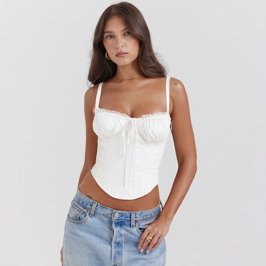 Althea | Women's Ruffle Elegant Top in White