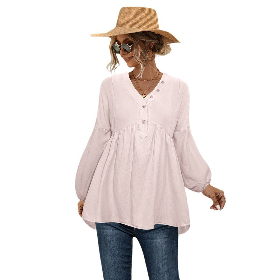 Alva | Women's Button Detail Elegant Blouse Top