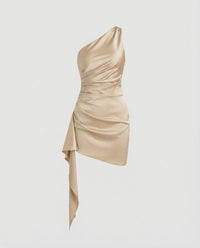 Alva | Women's Asymmetric Belted Evening Dress in Apricot