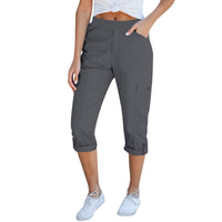 Amabel | Women's Elastic Waist Pockets Pants – Dress Pants in Gray