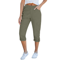 Amabel | Women's Elastic Waist Pockets Pants – Dress Pants in Green