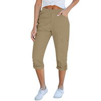 Amabel | Women's Elastic Waist Pockets Pants – Dress Pants in Khaki